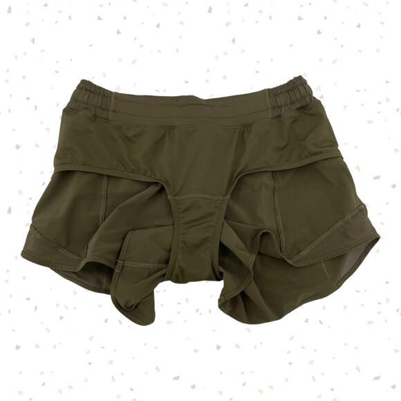 Lululemon Hotty Hot Shorts Long 4" Dark Olive Army Green Running Athletic Size 6 - Picture 7 of 12